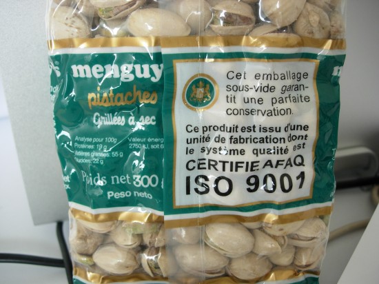 Ce n'est pas un montage : même les pistaches sont ISO 9001 !